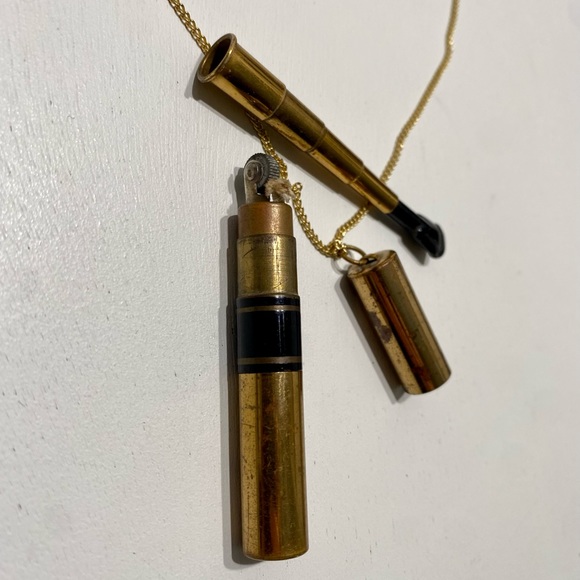 cigarette necklace holder Brass Money Charm Pendant Volte Stash Box No more sad Gold Rhinestone Cigarette Holder Necklace
